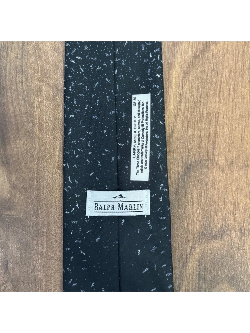 Vintage 1996 Ralph Marlin The Three Stooges Necktie Moe Larry Curly Black